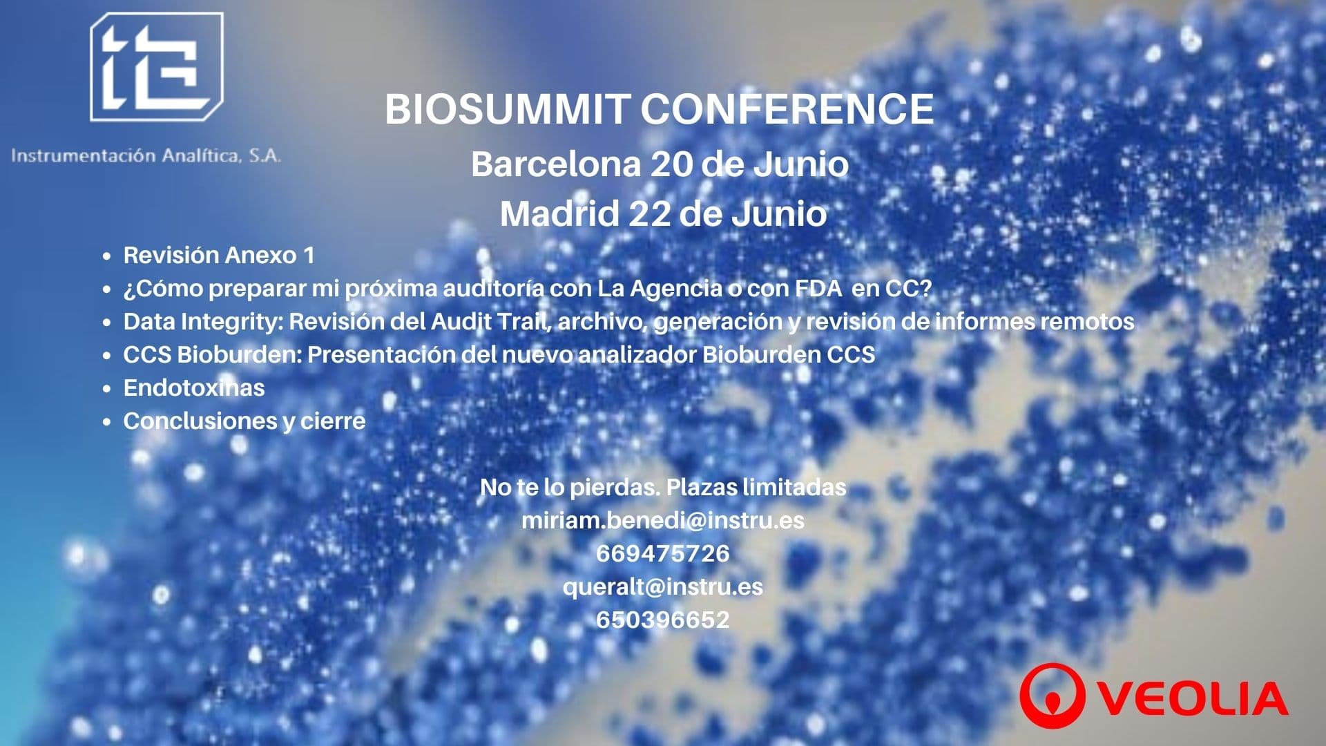 Junio 2023. Biosummit Conference - Cómo cumplir con el Anexo 1